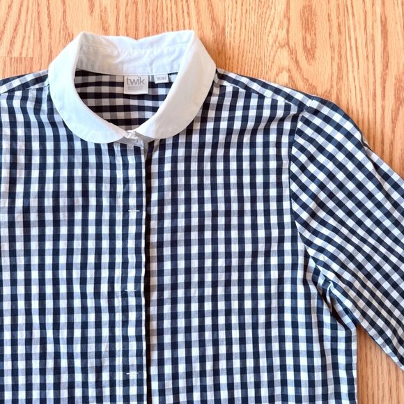 Twik by Simons Top Size XS Button Down Black Gingham Peter Pan White Collar - Picture 9 of 13